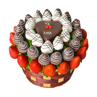 canasta - Canasta rosa corazon 14 de Febrero - Arreglo Frutal Comeme - Comeme