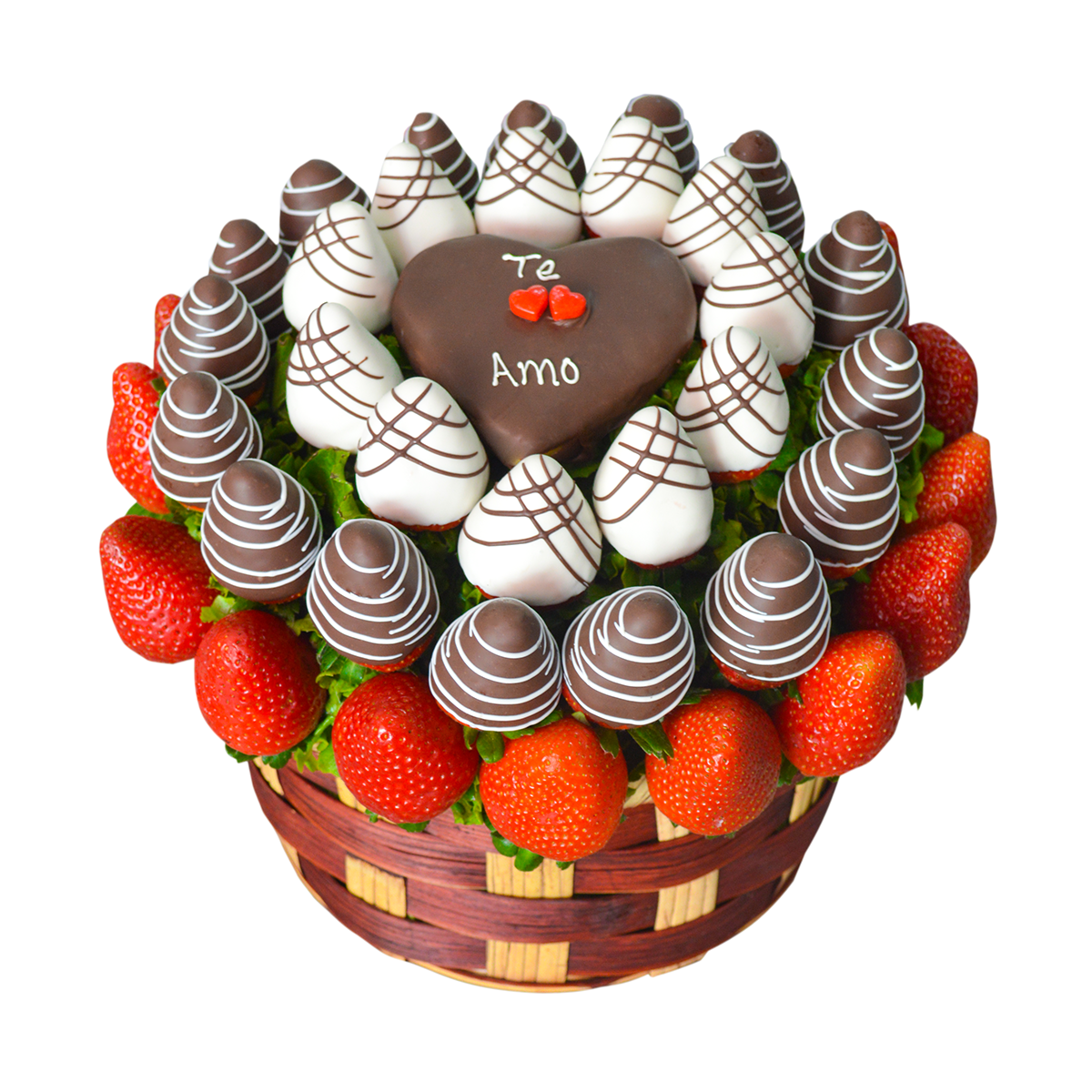 canasta - Canasta rosa corazon 14 de Febrero - Arreglo Frutal Comeme - Comeme
