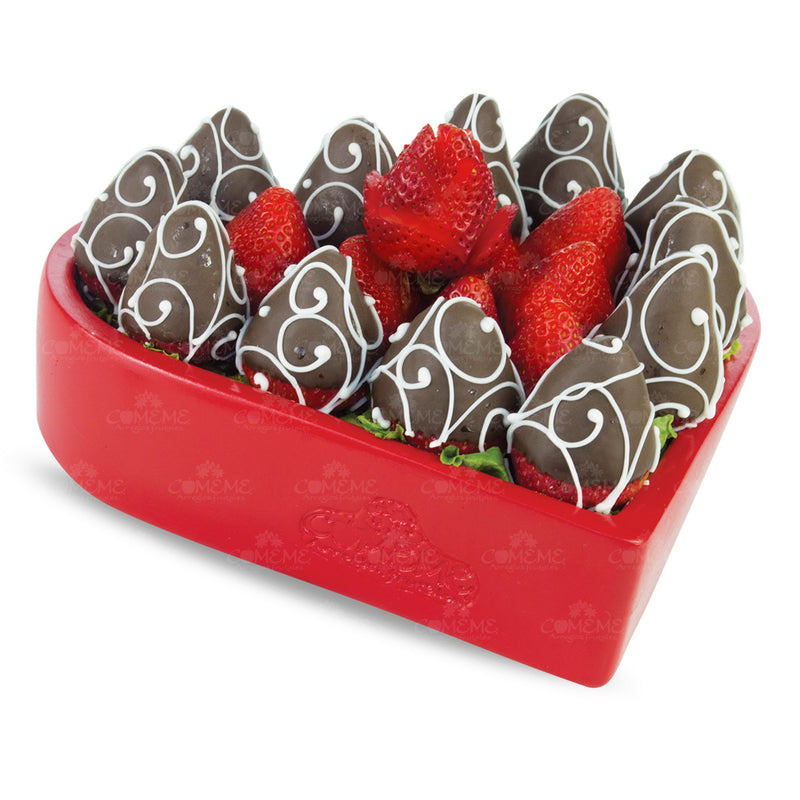Cajas Frutales - Corazón De Fresa Deluxe - Arreglo Frutal Comeme - Comeme